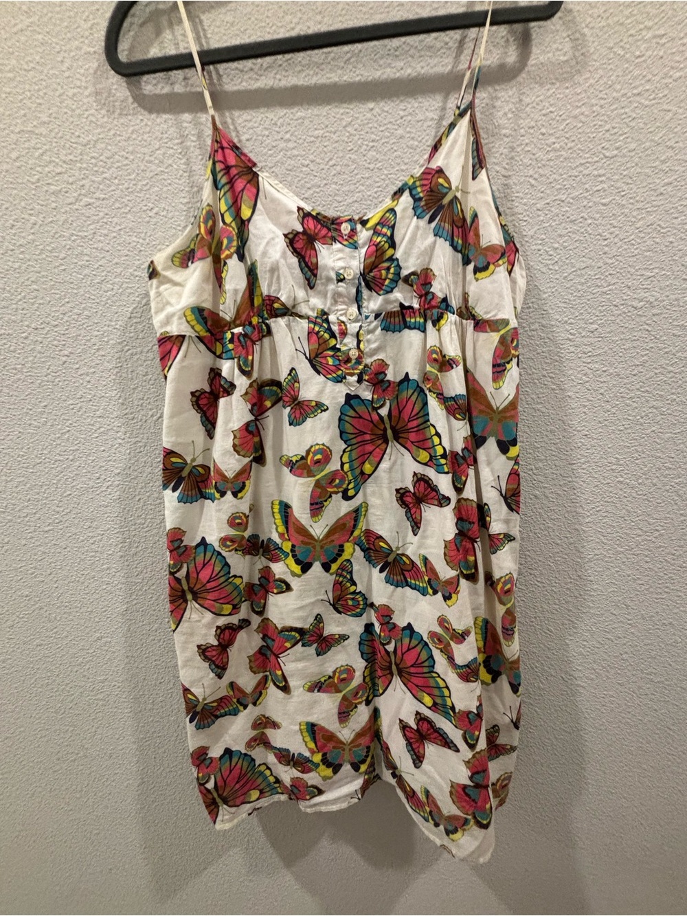 Old Navy White Butterfly Print Spaghetti Strap Dress